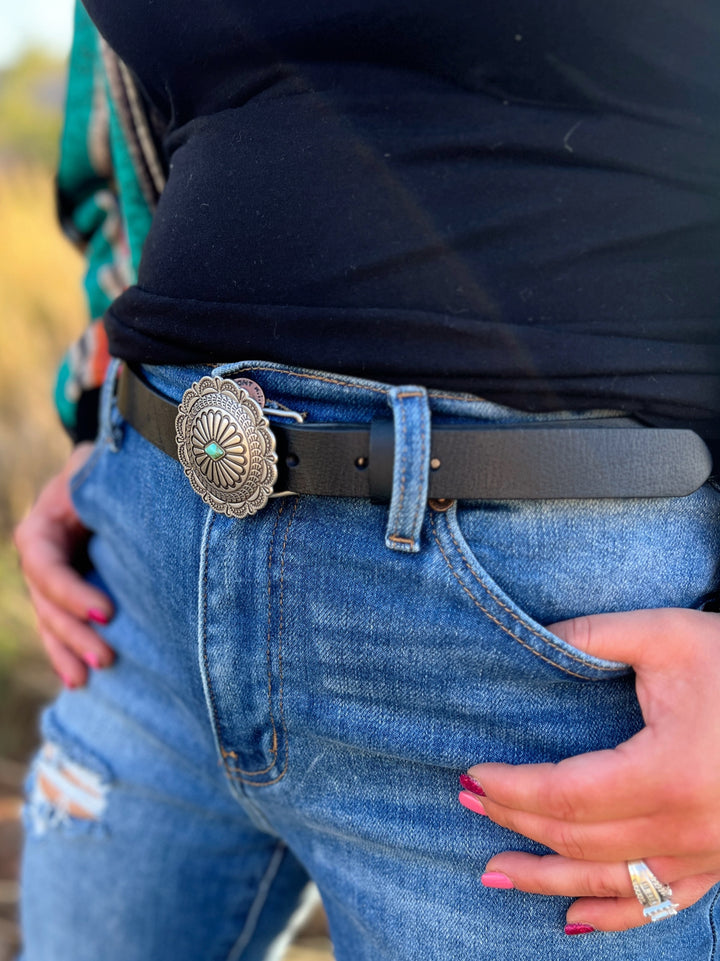 Ease The Fever Skinny Western Leather Belt | gussieduponline