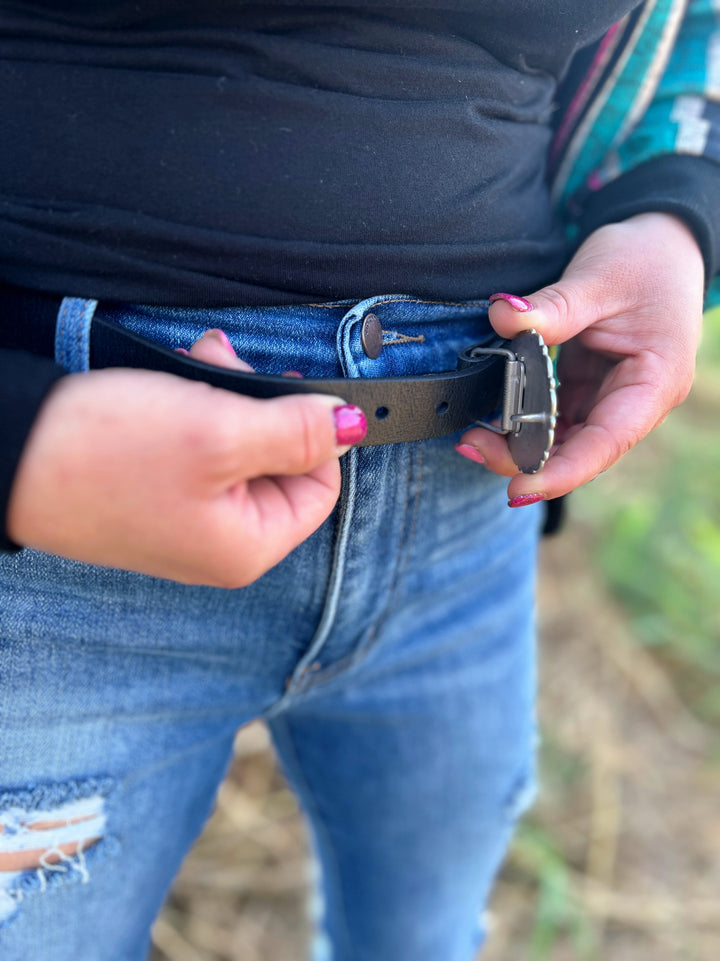 Ease The Fever Skinny Western Leather Belt | gussieduponline