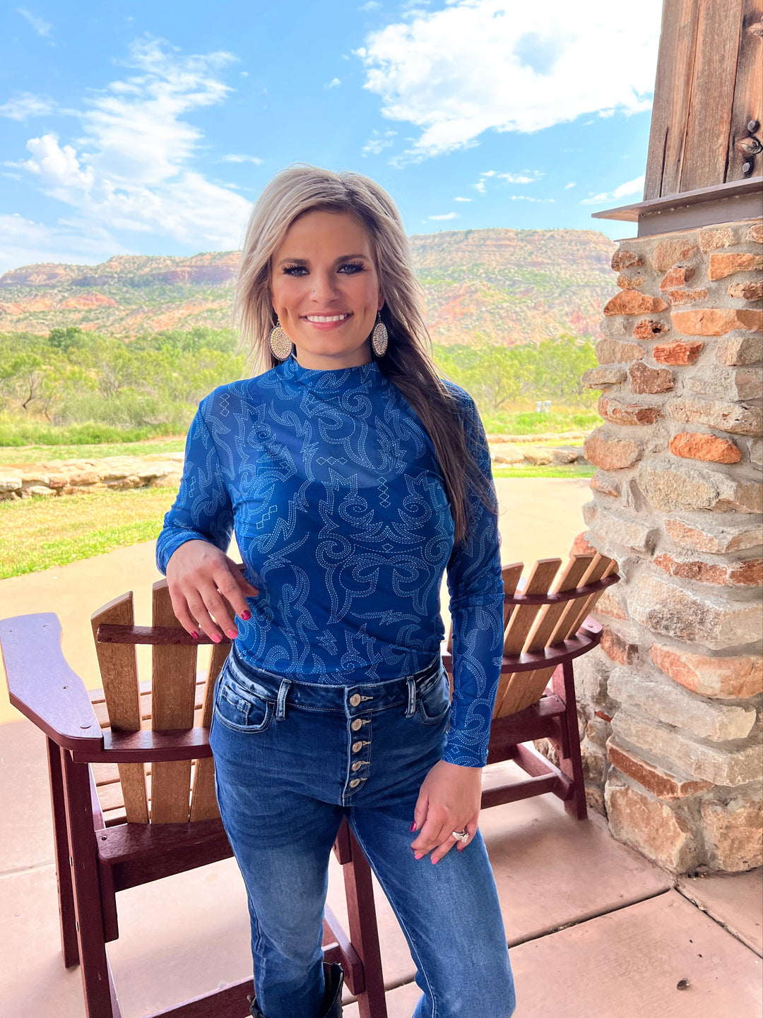 Bonfire Nights Blue Mesh Top | gussieduponline