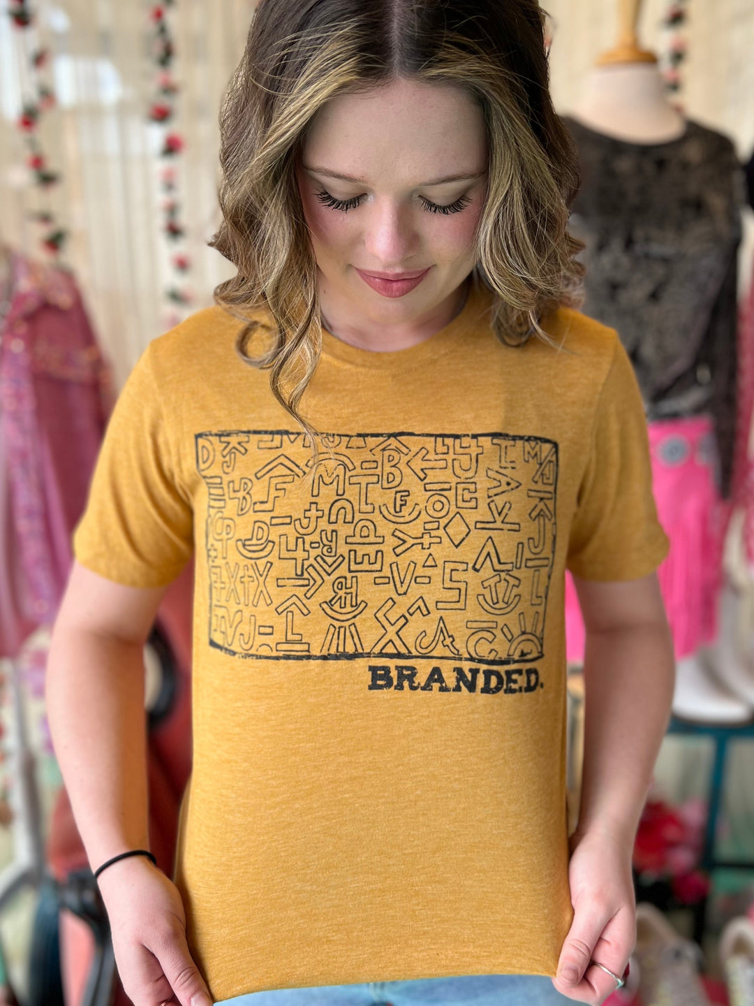 PLUS Branded Mustard Tee | gussieduponline