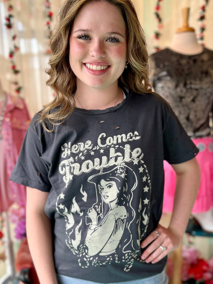 Here Comes Trouble Holy Tee | gussieduponline