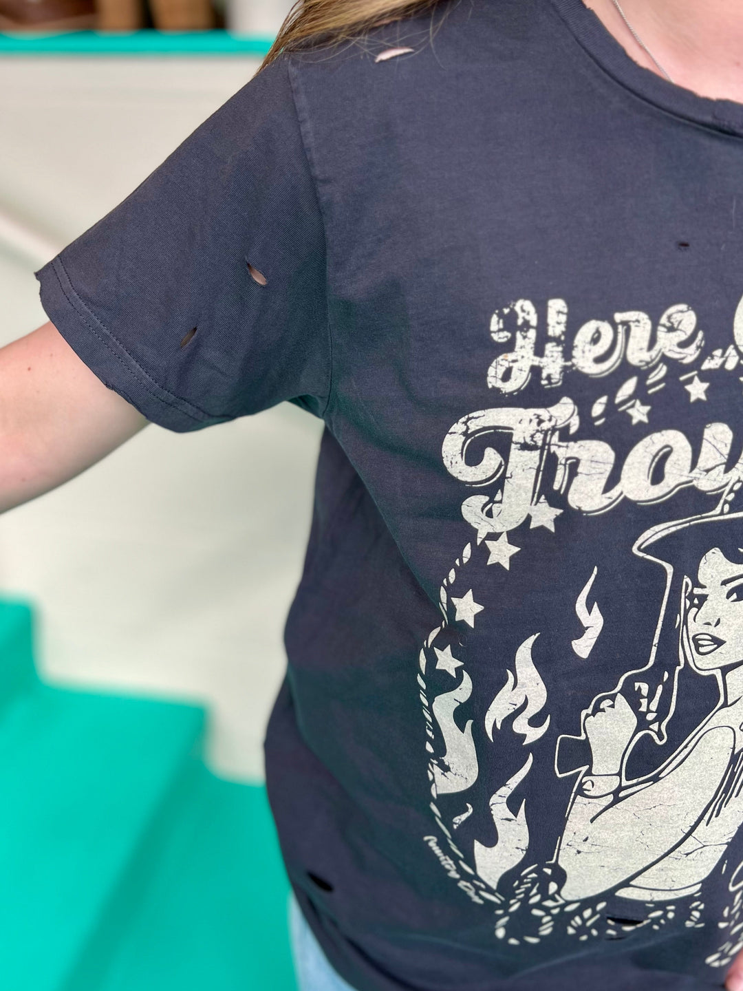 Here Comes Trouble Holy Tee | gussieduponline
