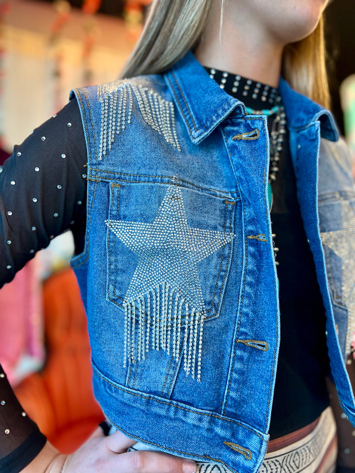 Reach For The Stars Denim Vest | gussieduponline