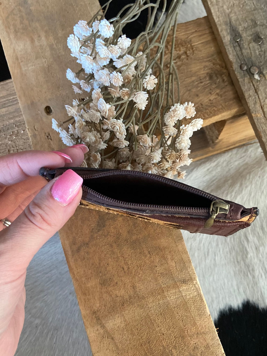 Olay Leopard Hair On Card Holder Coin Purse