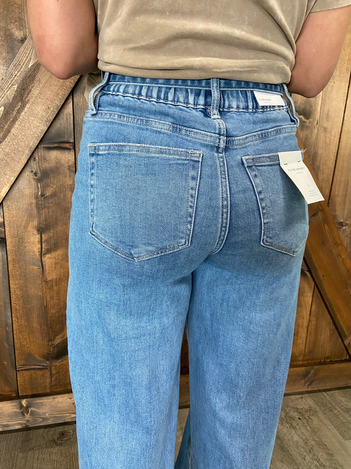 Vervet High Rise w/ Drawstring Wide Leg Jeans