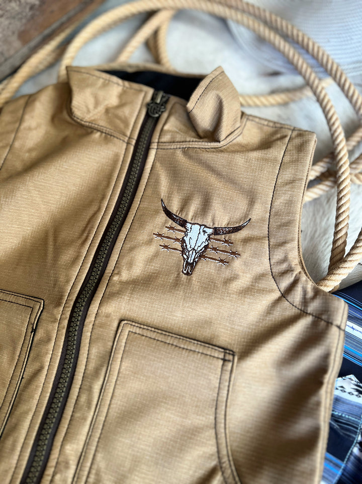 Cowboy Hardware Youth Live Free Tech Woodsman Vest - Buckskin | gussieduponline