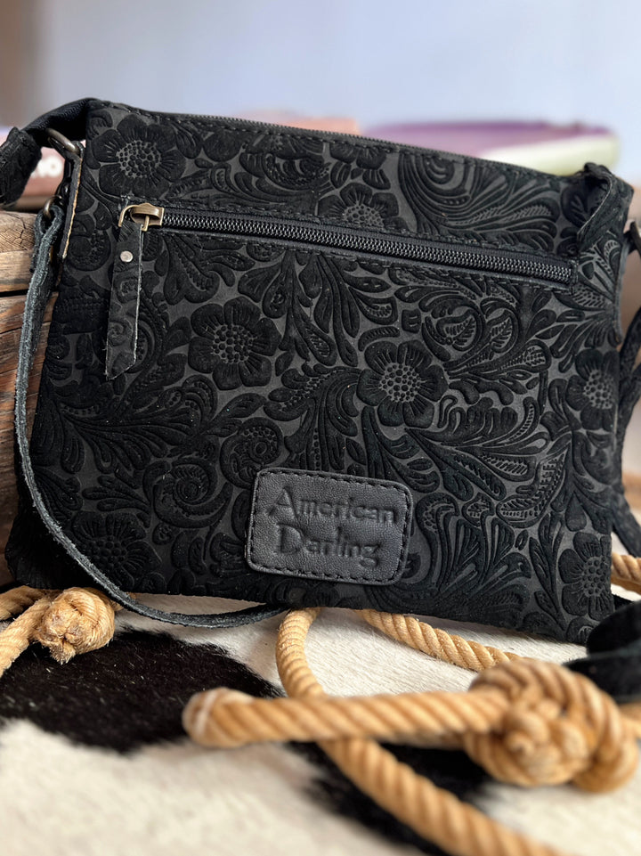 Darling Tooled Embossed Leather Crossbody | gussieduponline