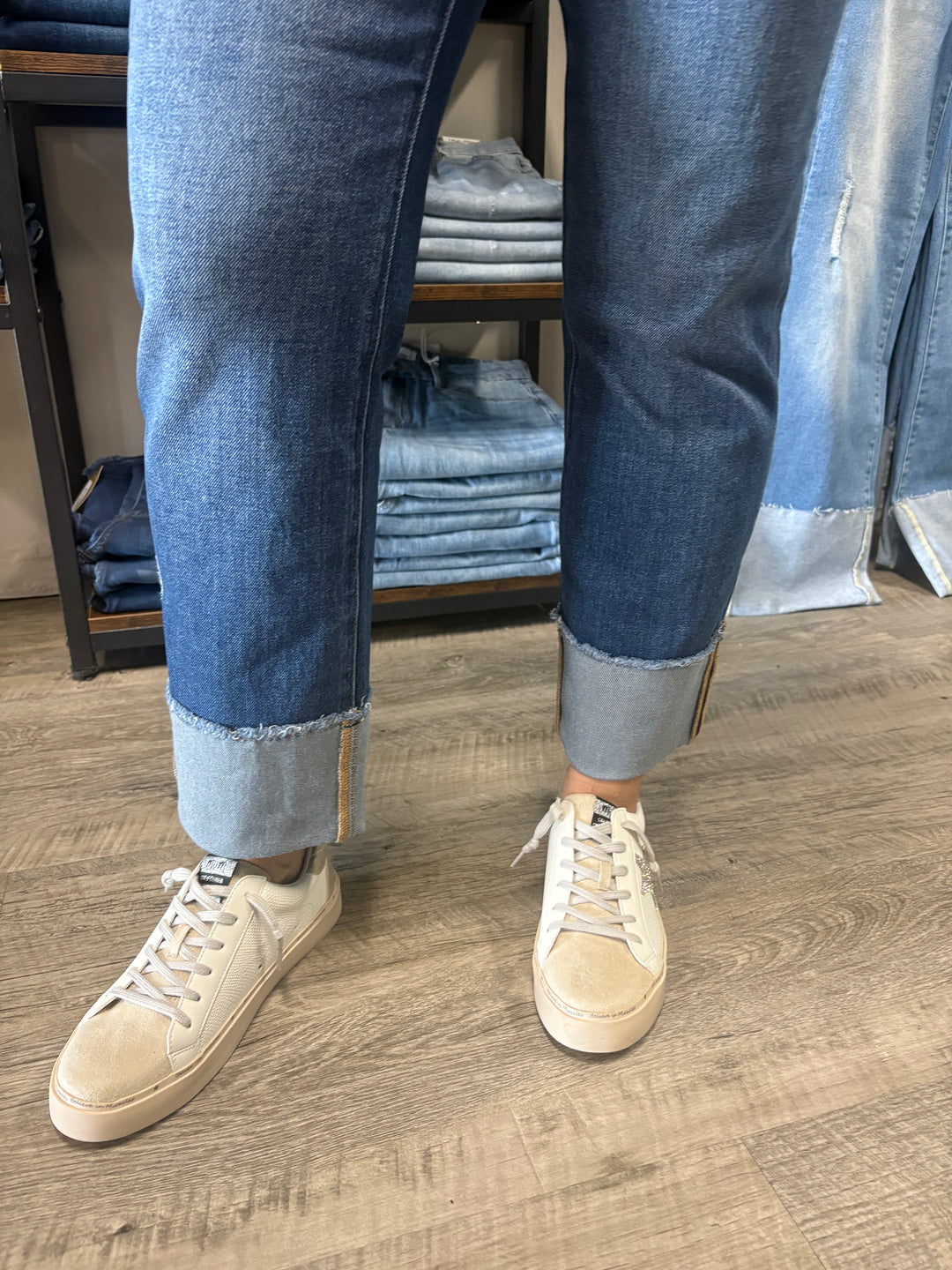 Risen 4-Way Stretch Mid Rise Cuffed Jeans