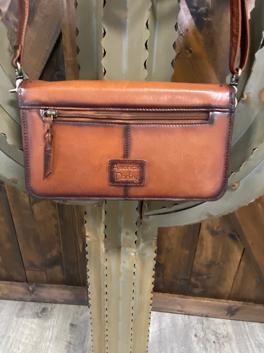 American Darling Genuine Leather Boot Stitch Crossbody Bag