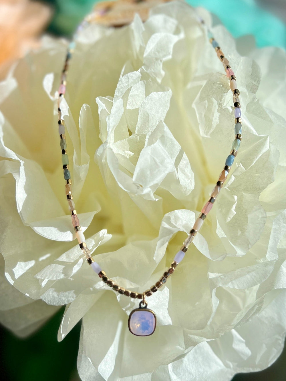 Panache Pastel & Gold Necklace | gussieduponline