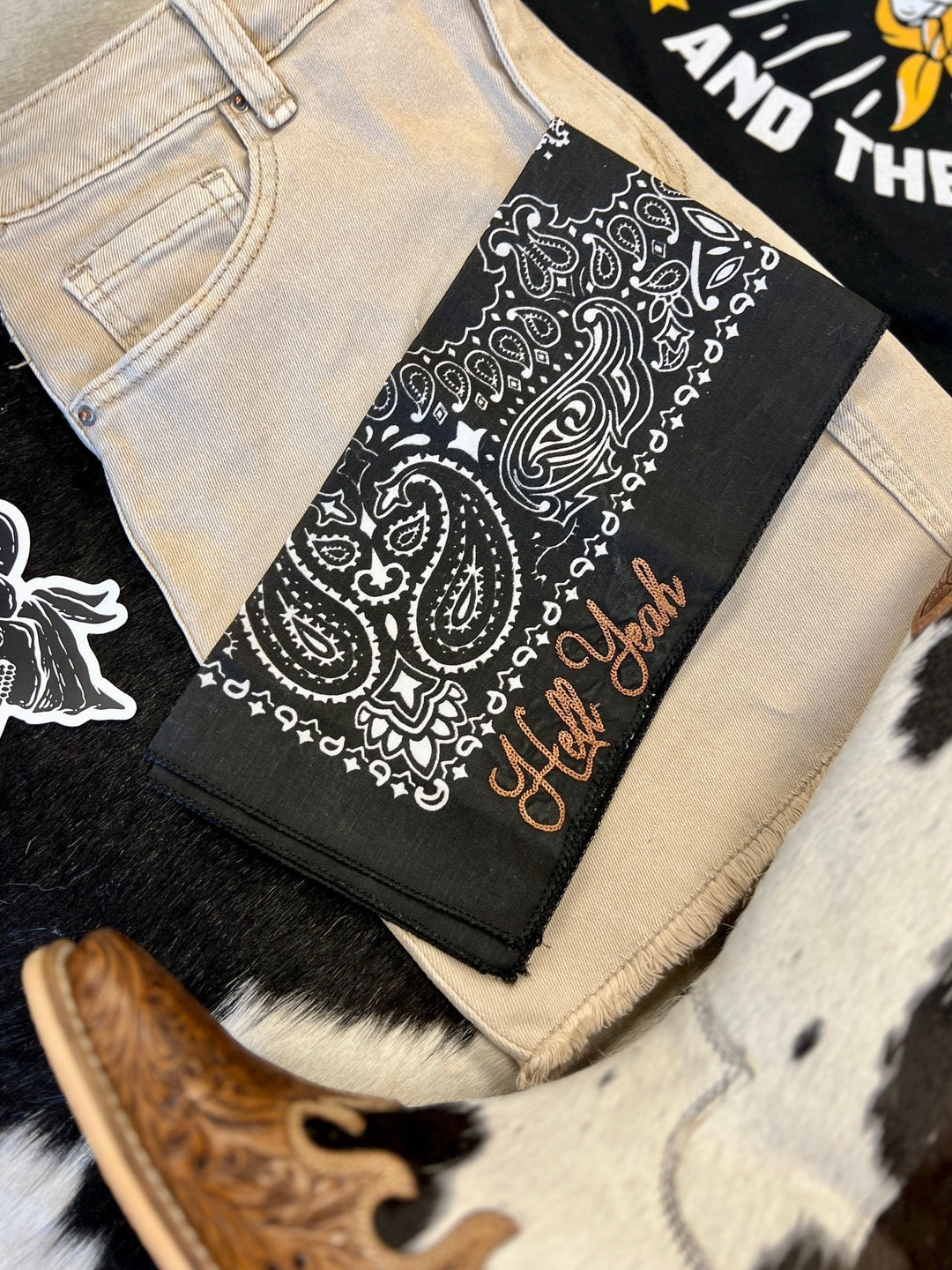 Hell Yeah Embroidered Bandana | gussieduponline