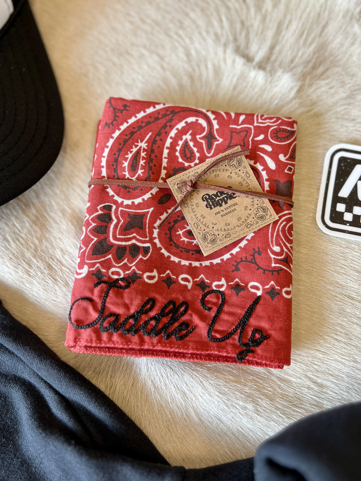 Saddle Up Embroidered Bandana | gussieduponline