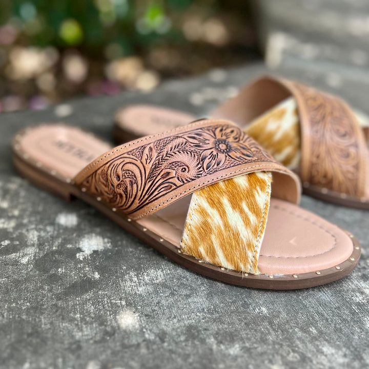 Mukluk Western Hand Tooled Sandals | gussieduponline