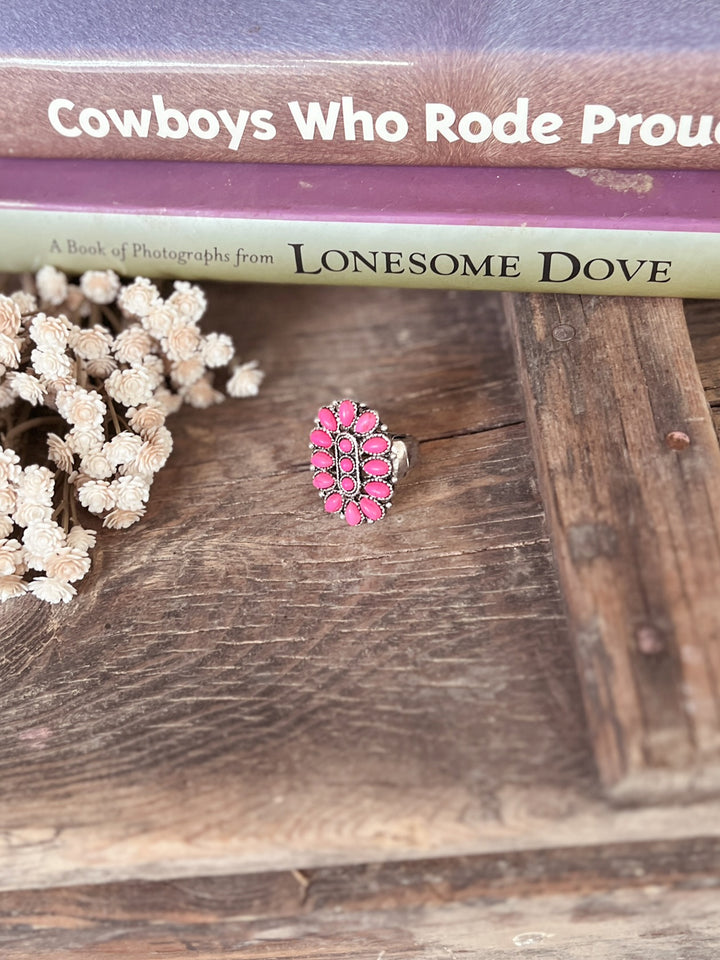 Pink Stone Concho Stretch Ring