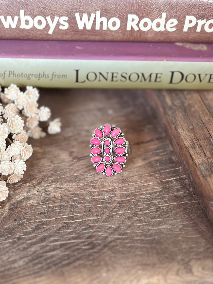 Pink Stone Concho Stretch Ring