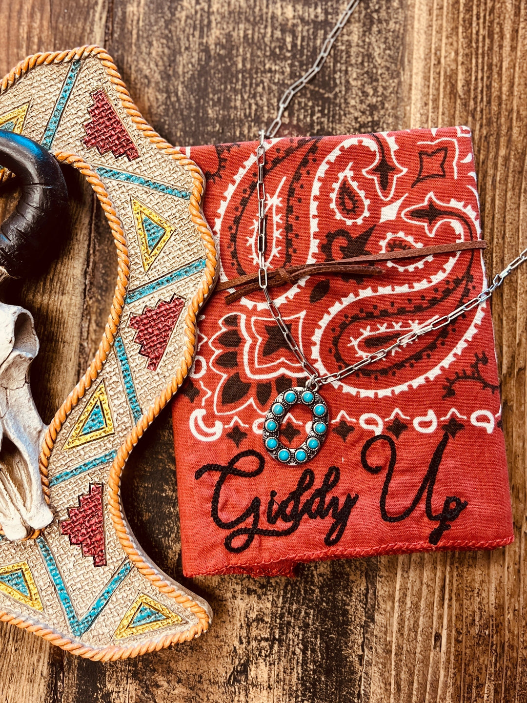 Turquoise Stones Letter Necklace | gussieduponline