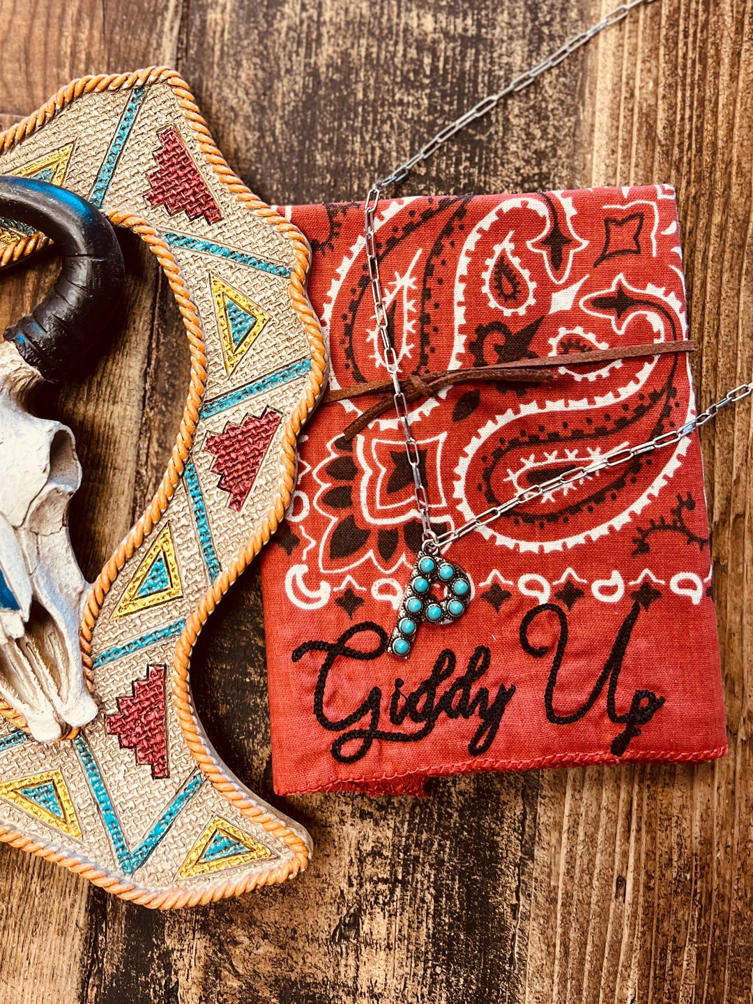 Turquoise Stones Letter Necklace | gussieduponline