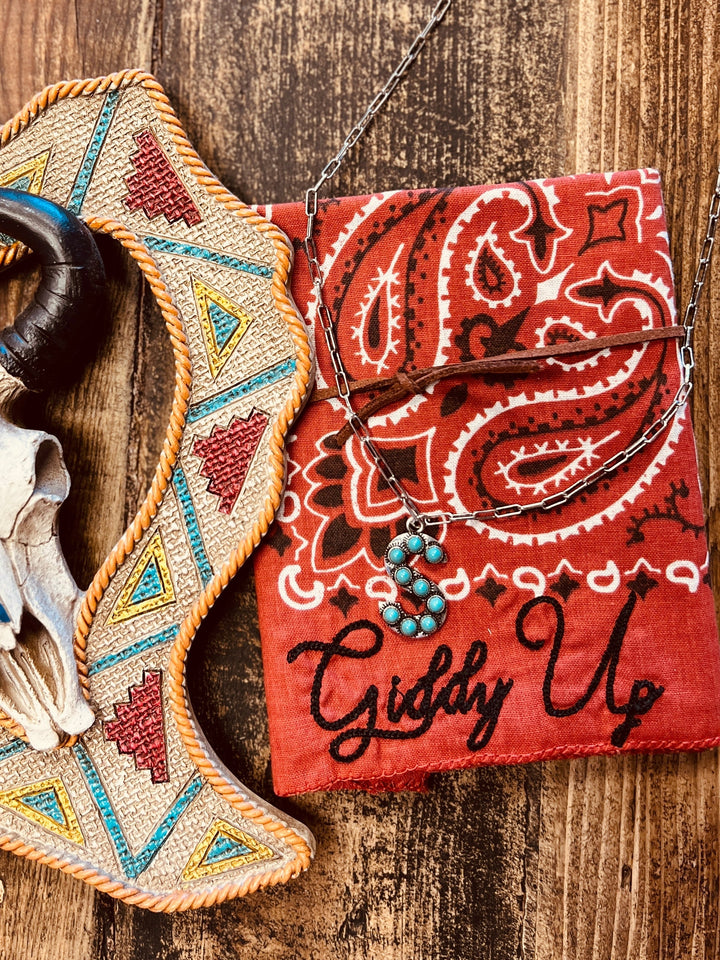 Turquoise Stones Letter Necklace | gussieduponline