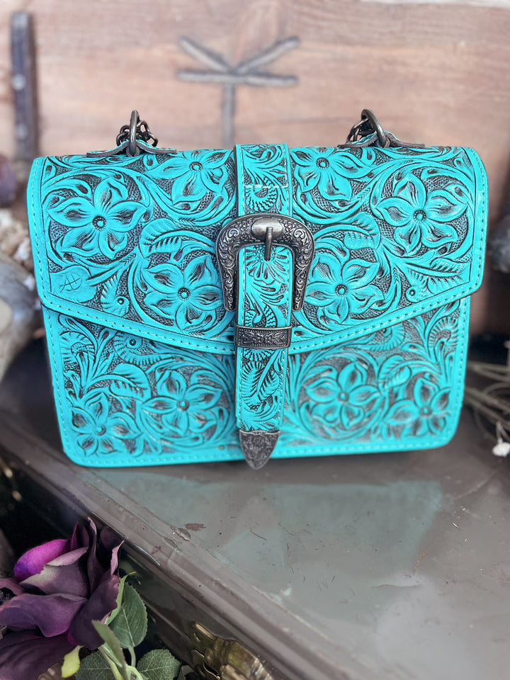 Darling Tooled Leather All-Around Belt Buckle Bag - 3 Colors