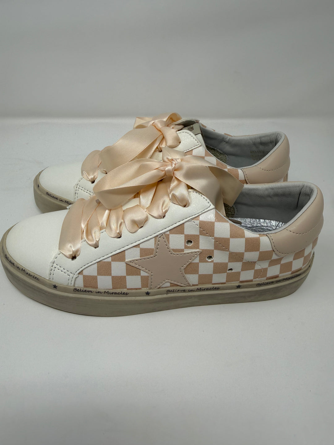 Gaby Beige Checkered Sneakers