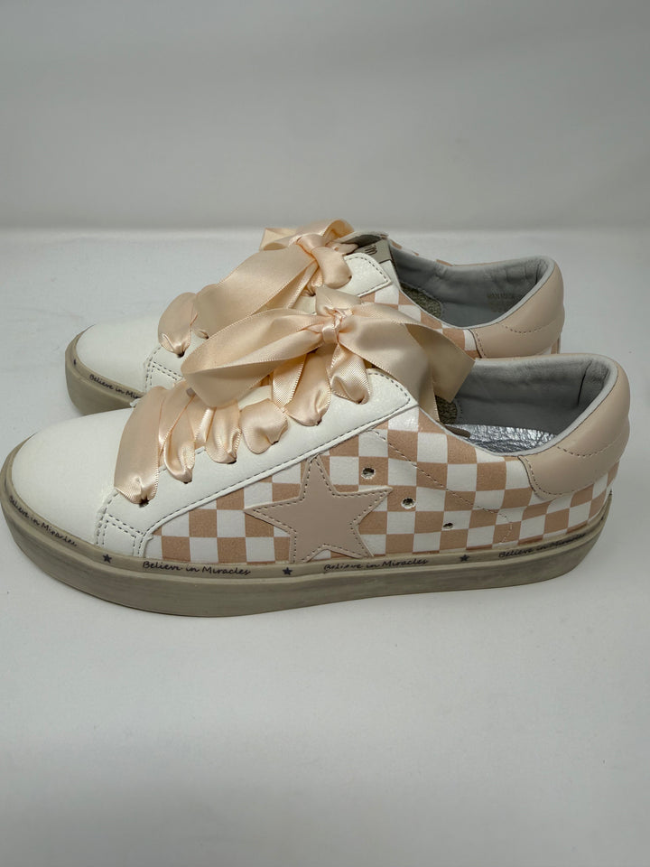 Gaby Beige Checkered Sneakers