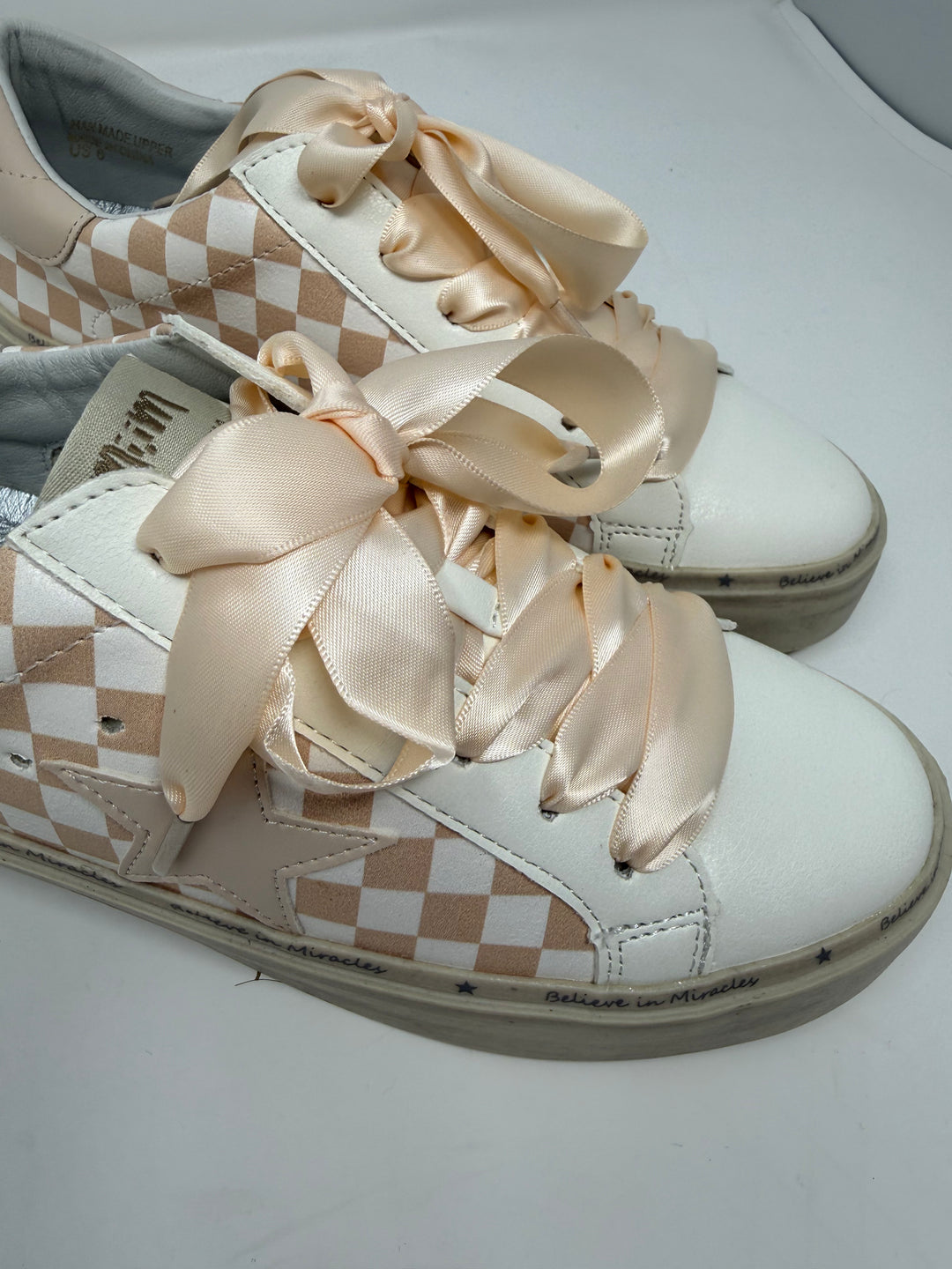 Gaby Beige Checkered Sneakers