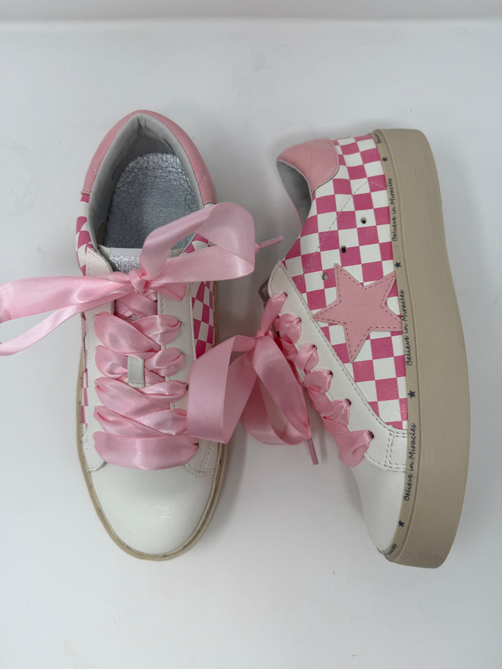 Gaby Pink Checkered Sneakers