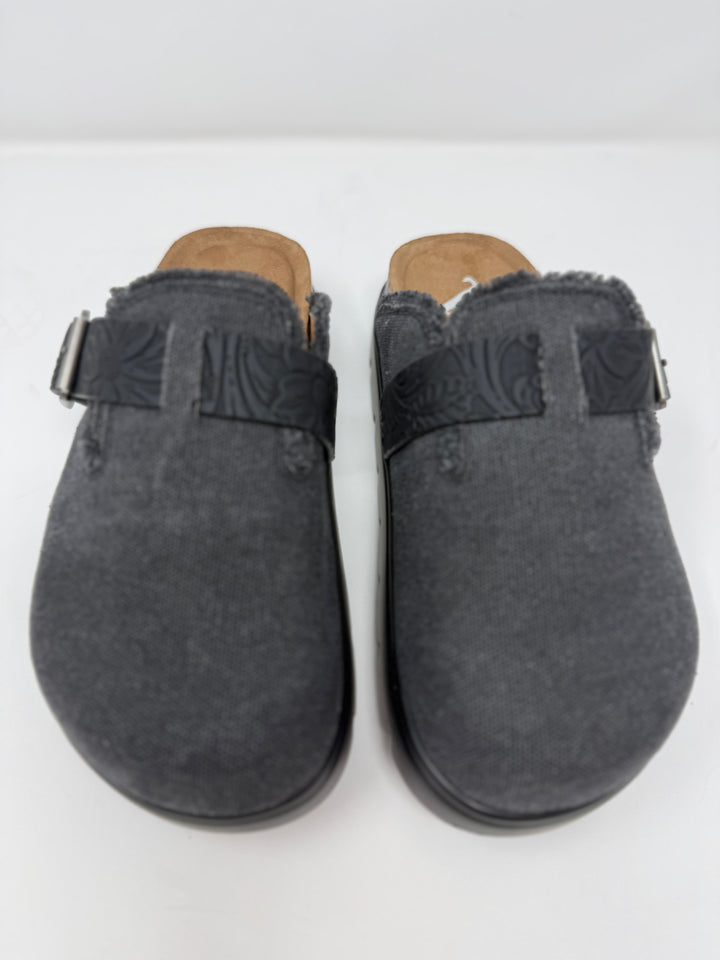 Very G Black Letty Tooled Platform Clogs