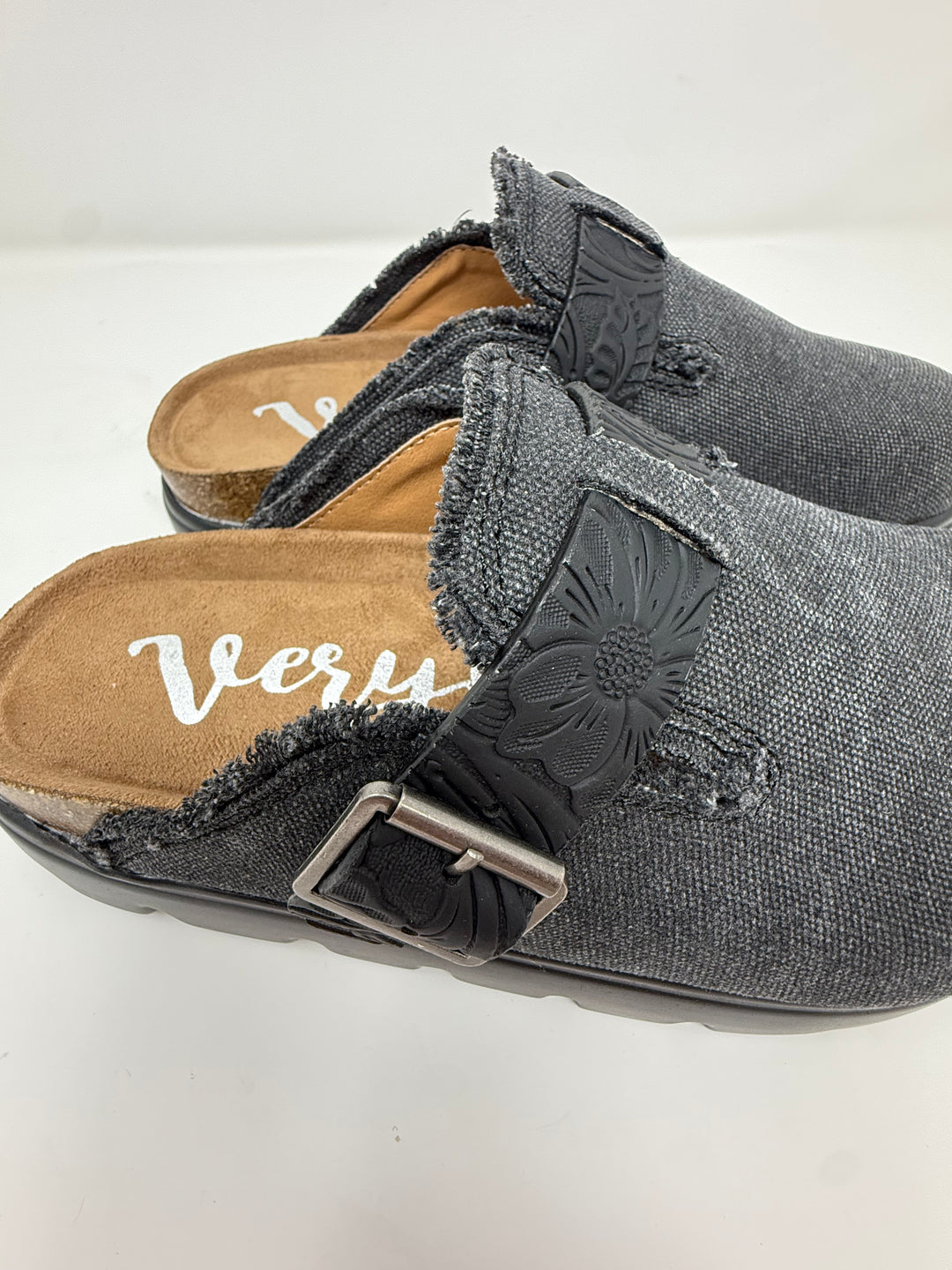 Very G Black Letty Tooled Platform Clogs