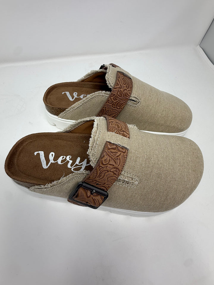 Very G Tan Letty Tooled Platform Clogs