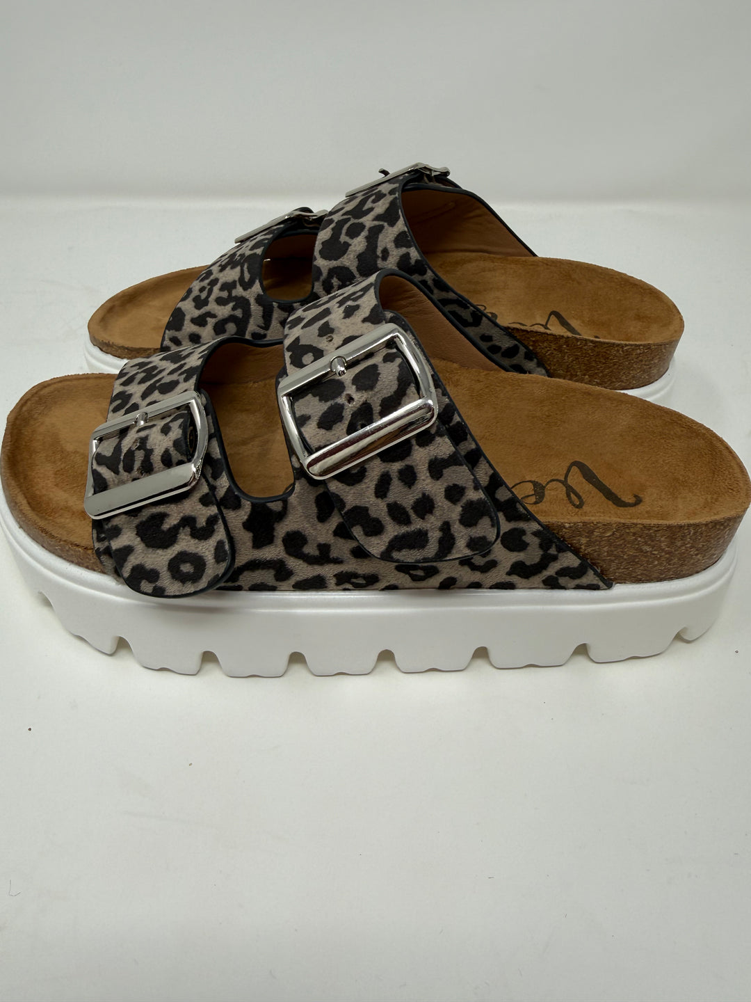 Jazmin Grey Leopard Platform Sandals