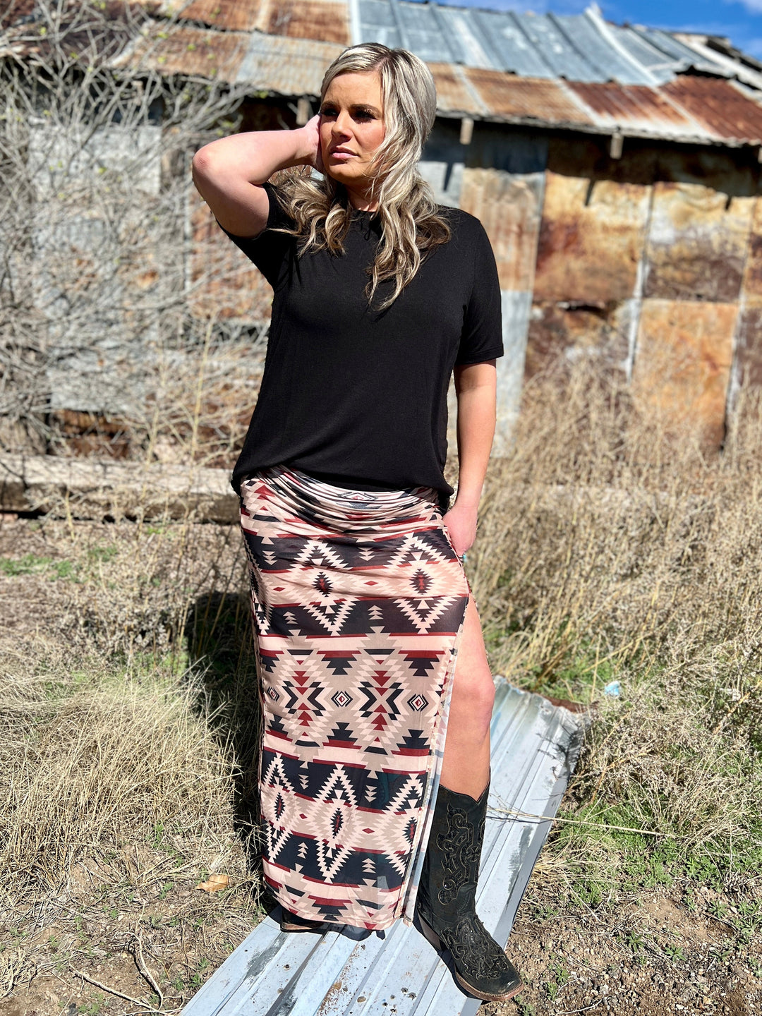 PLUS Santa Fe Slit Skirt | gussieduponline