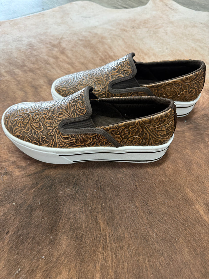 Women's Ariat Skylar Brown Embossed Slip On Shoes