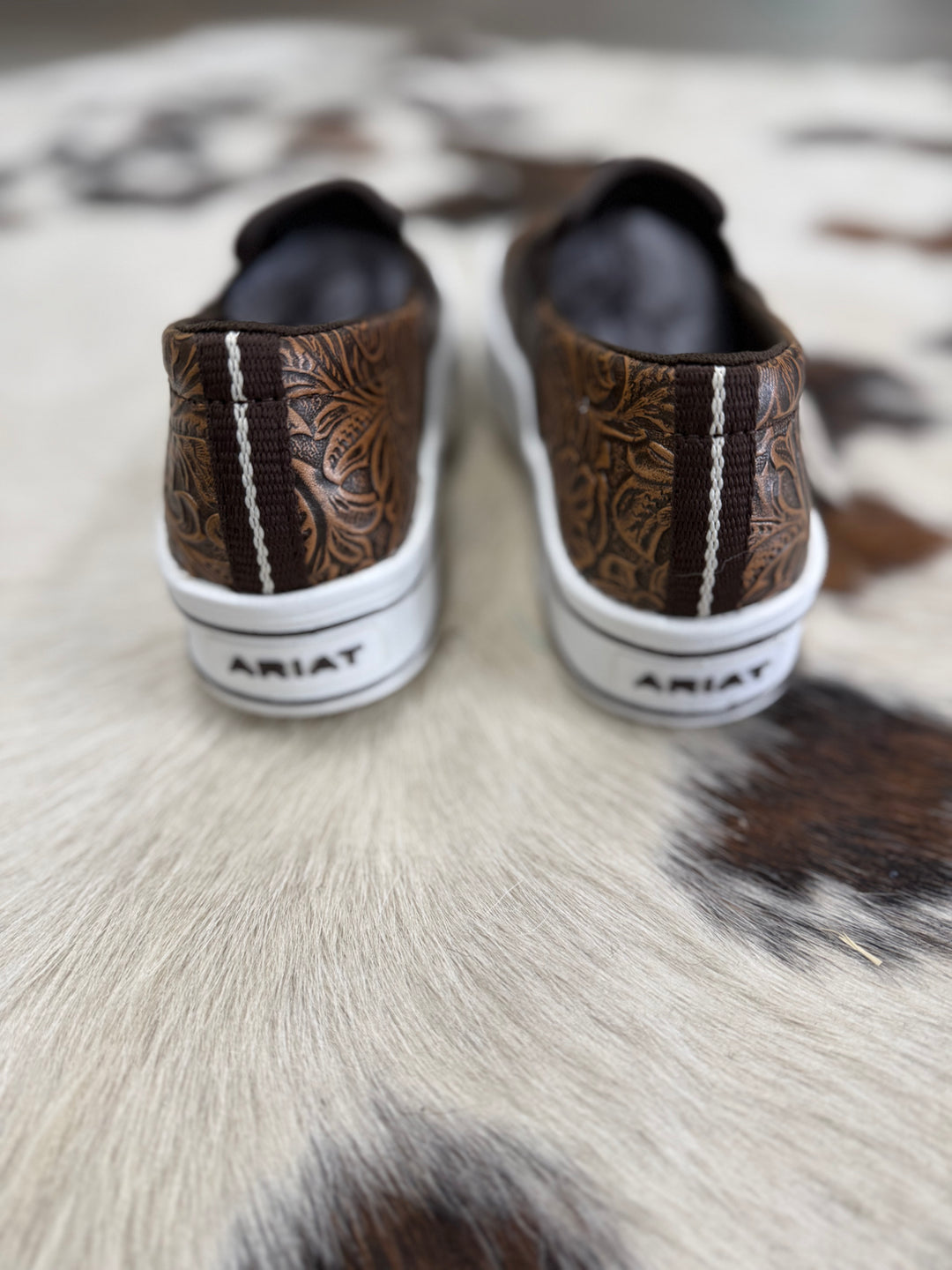 Women's Ariat Skylar Brown Embossed Slip On Shoes