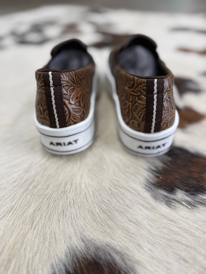 Women's Ariat Skylar Brown Embossed Slip On Shoes