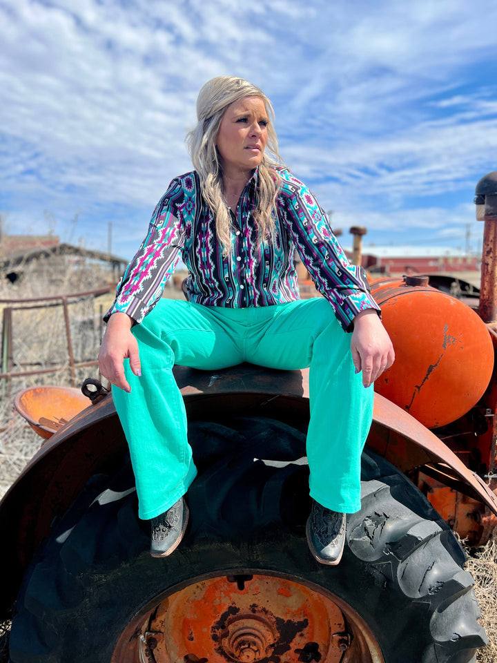 Walking West Denim Turquoise | gussieduponline