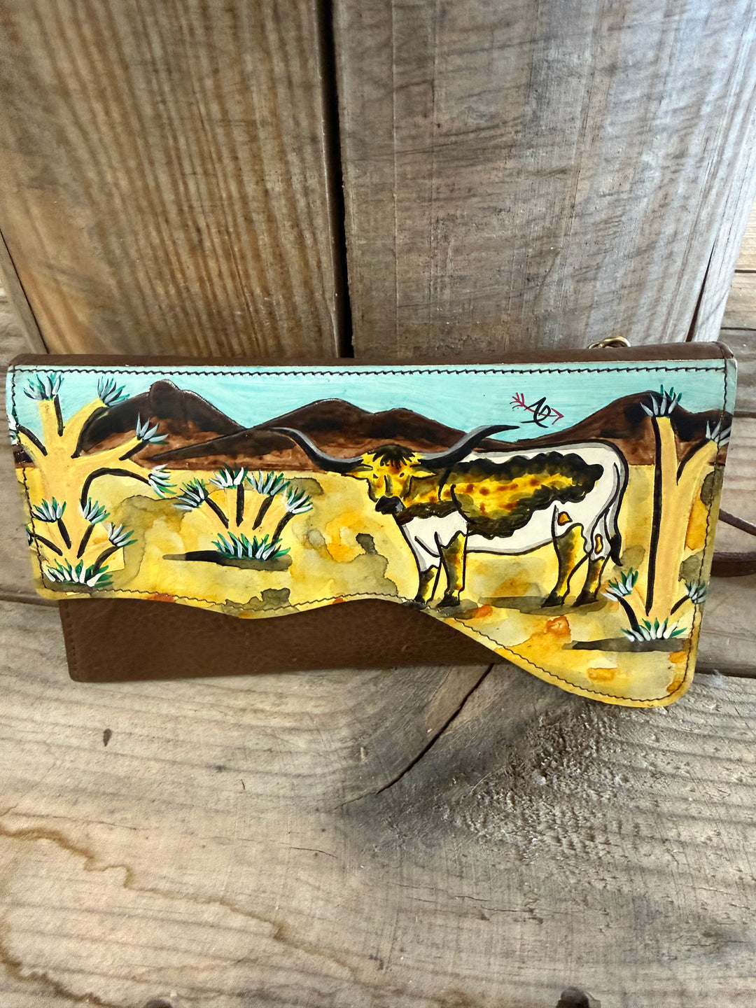 American Darling Desert Longhorn Painted Wallet Crossbody