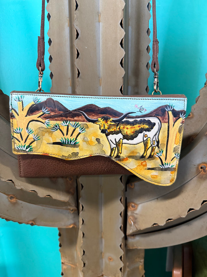 American Darling Desert Longhorn Painted Wallet Crossbody
