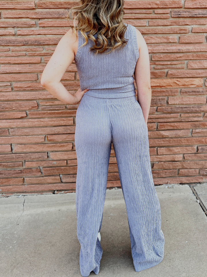 Grey Crinkle Ribbed Two Piece Matching Set (Copy) | gussieduponline
