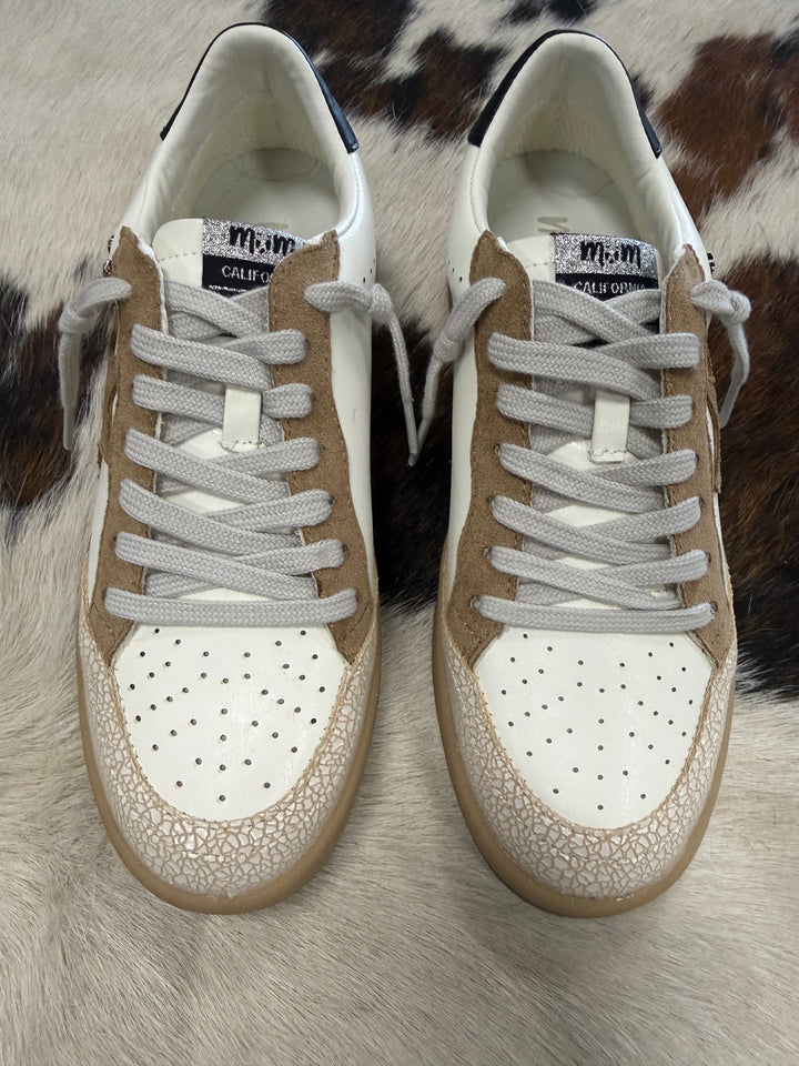 Avery White & Khaki Star Sneakers