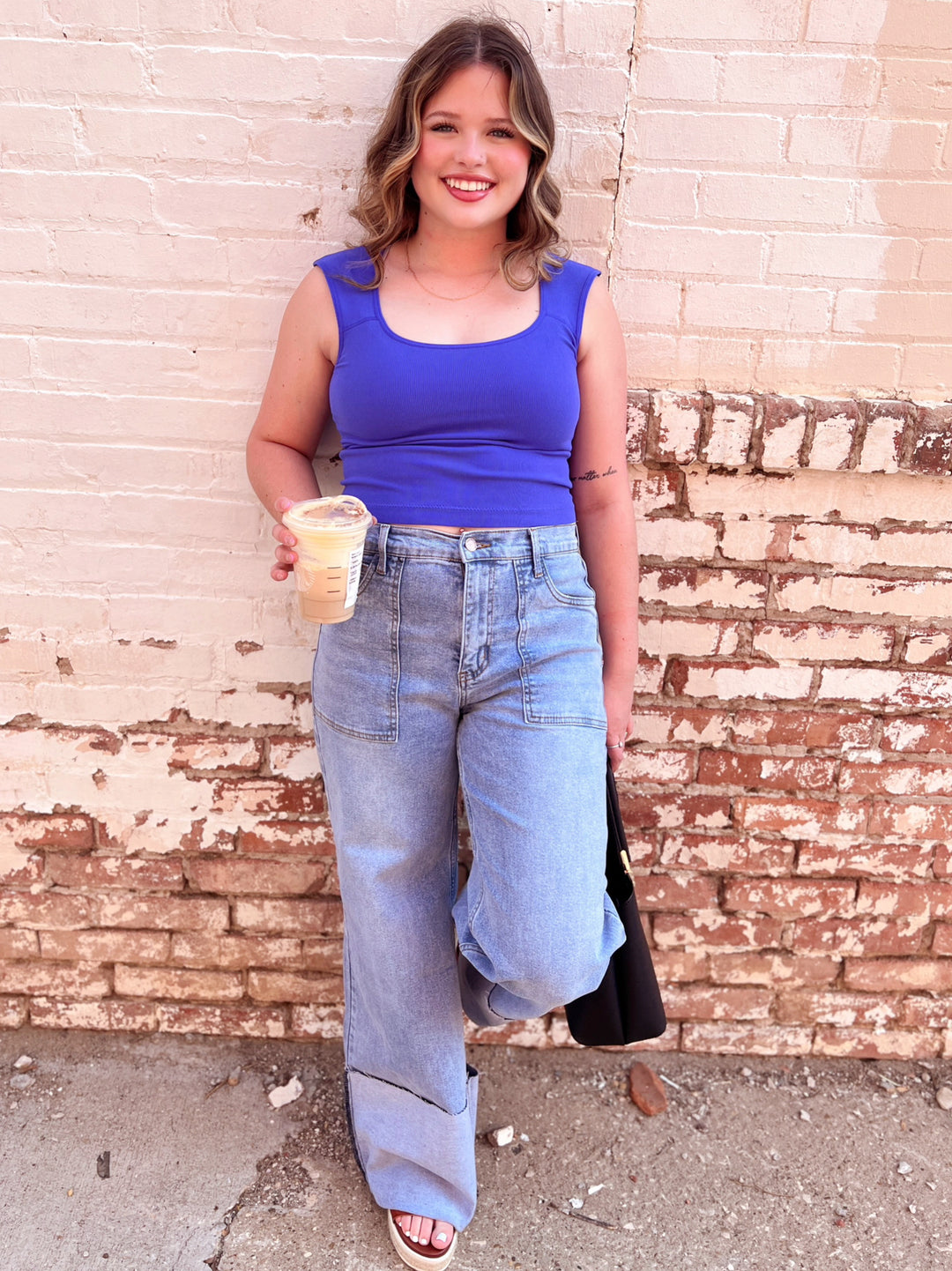 Wide Leg And Cuff Denim Jeans | gussieduponline