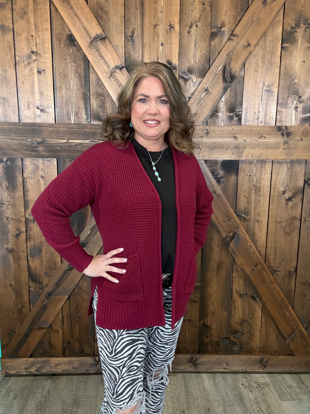 Zenana Low Gauge Waffle Knit Open Cardigan Sweater- 5 Colors