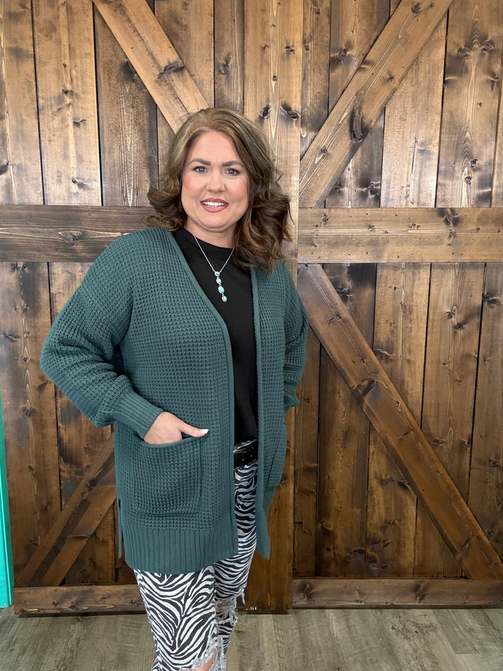 Zenana Low Gauge Waffle Knit Open Cardigan Sweater- 5 Colors