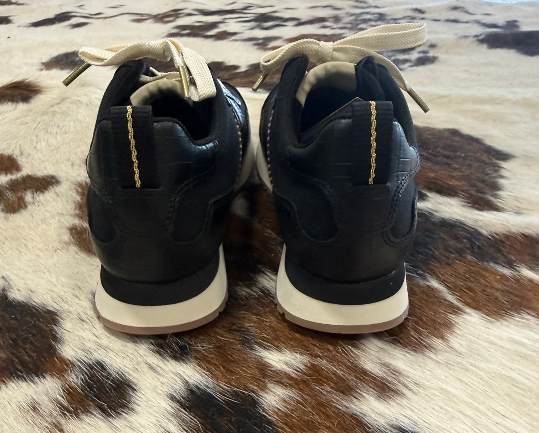 Women's Ariat Ranch Runner Black Caviar Croc Sneakers