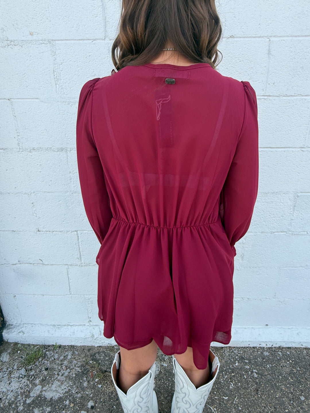 L&B Cherry Red Flowy Layered Ruffle Dress