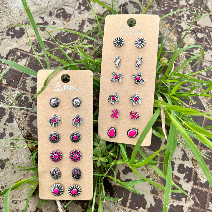 Set of 6 Pink Earrings-2 Options | gussieduponline