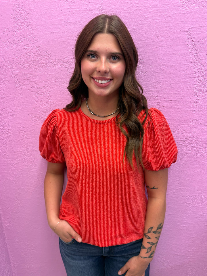Zenana Ribbed Puff Sleeve Top - 8 Colors