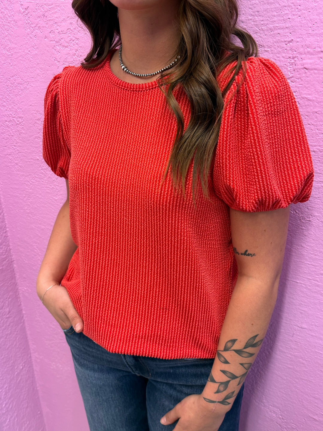 Zenana Ribbed Puff Sleeve Top - 8 Colors