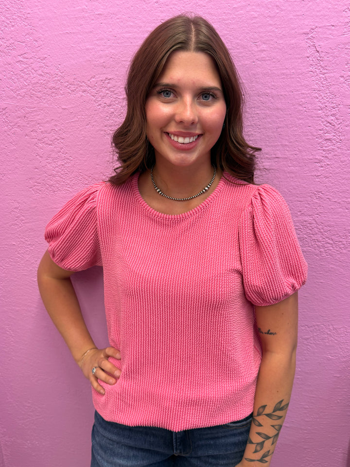 Zenana Ribbed Puff Sleeve Top - 8 Colors