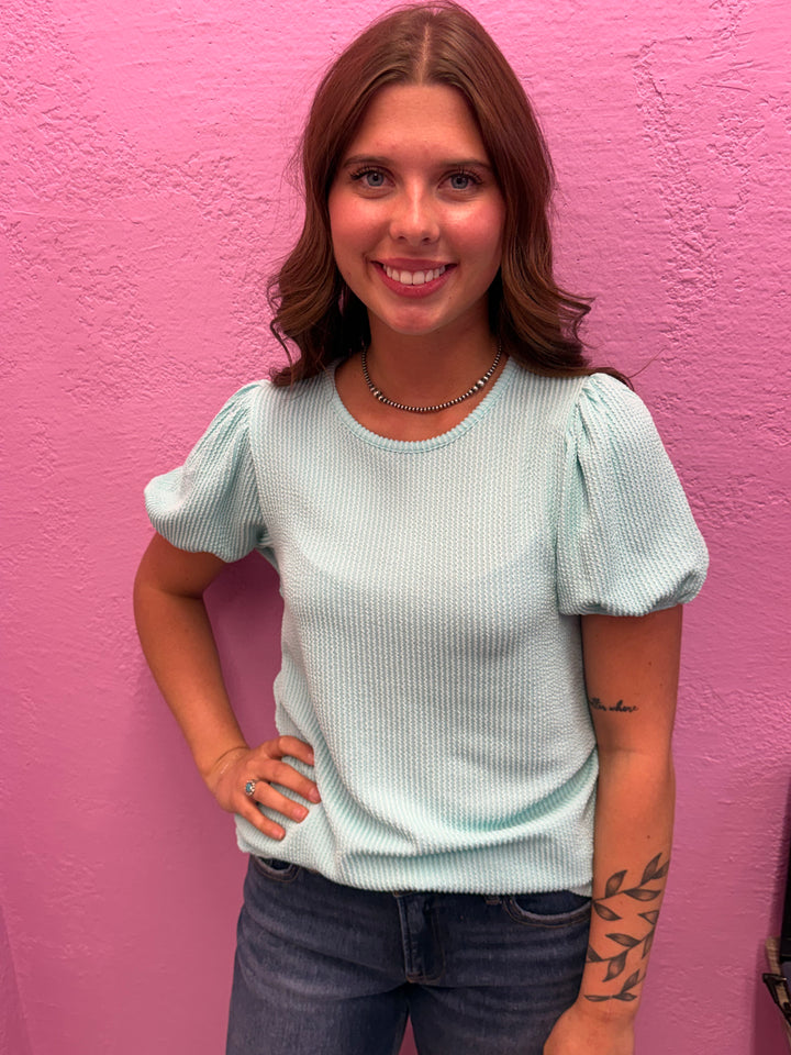 Zenana Ribbed Puff Sleeve Top - 8 Colors